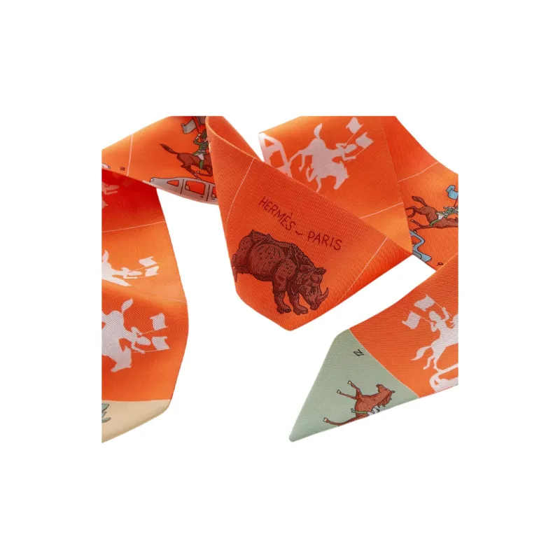 HERMES Silk Scarves Unisex Orange-1