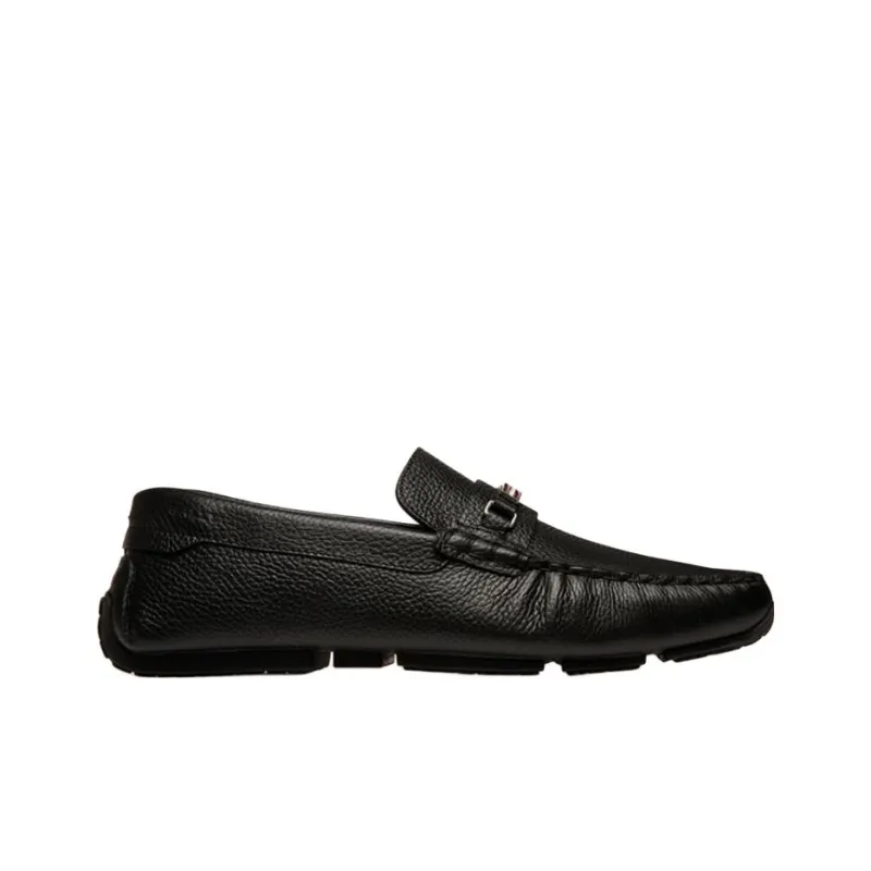 BALLY Pilot Driver Ebano Grained Leather Loafers-1