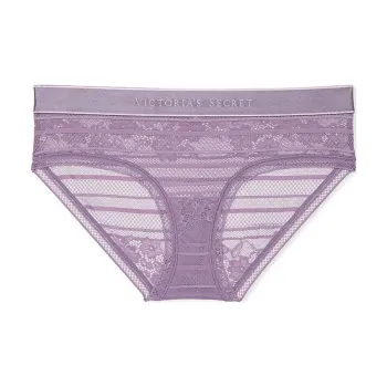 Victoria's Secret Cotton Logo Patch Cotton Hiphugger Panty/Frozen Plum Underpants Women's 1 Pack Purple