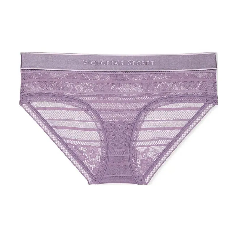 Victoria's Secret Cotton Logo Patch Cotton Hiphugger Panty/Frozen Plum Underpants Women's 1 Pack Purple-0