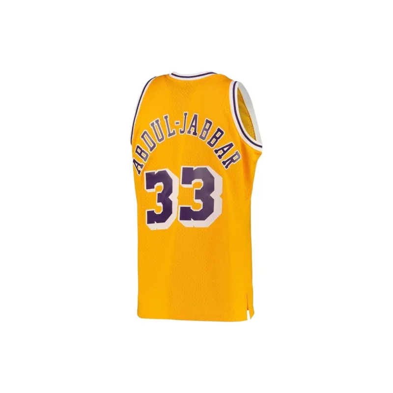 NBA Los Angeles Lakers Kareem Abdul-Jabbar Road Swingman Basketball Jerseys Men's Yellow-1