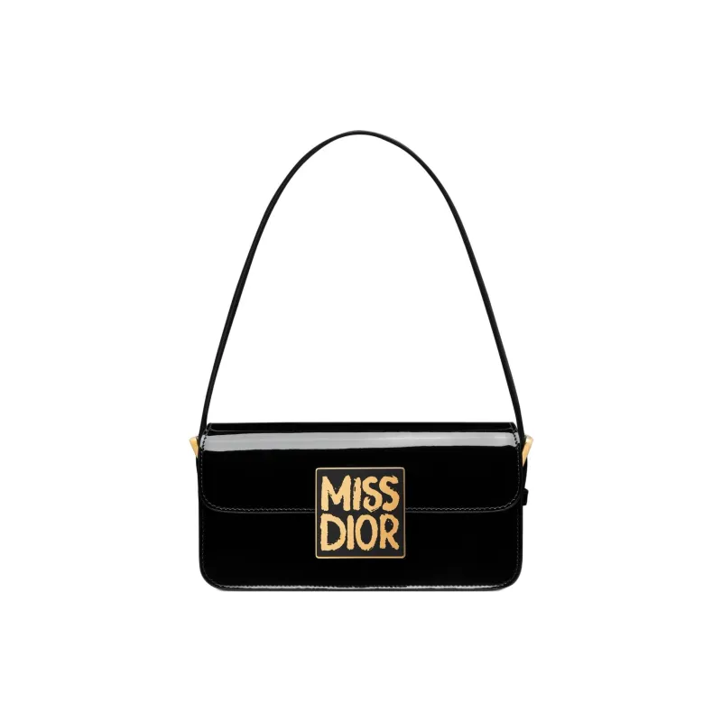 DIOR Miss Dior Patent Leather Calfskin Handbag Shoulder Bag Women's Black-0