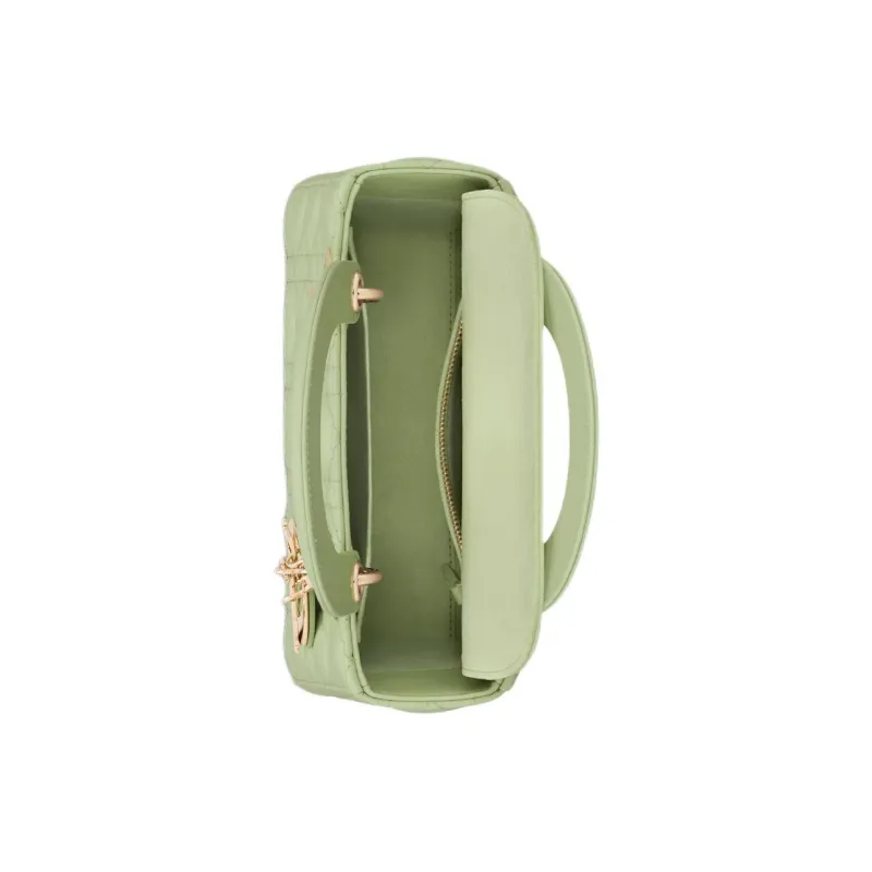 DIOR Lady Dior Sheepskin Tote Bag Shopping Bag Shoulder Bag Crossbody Bag Handbag Small Size Women's Light Green-3