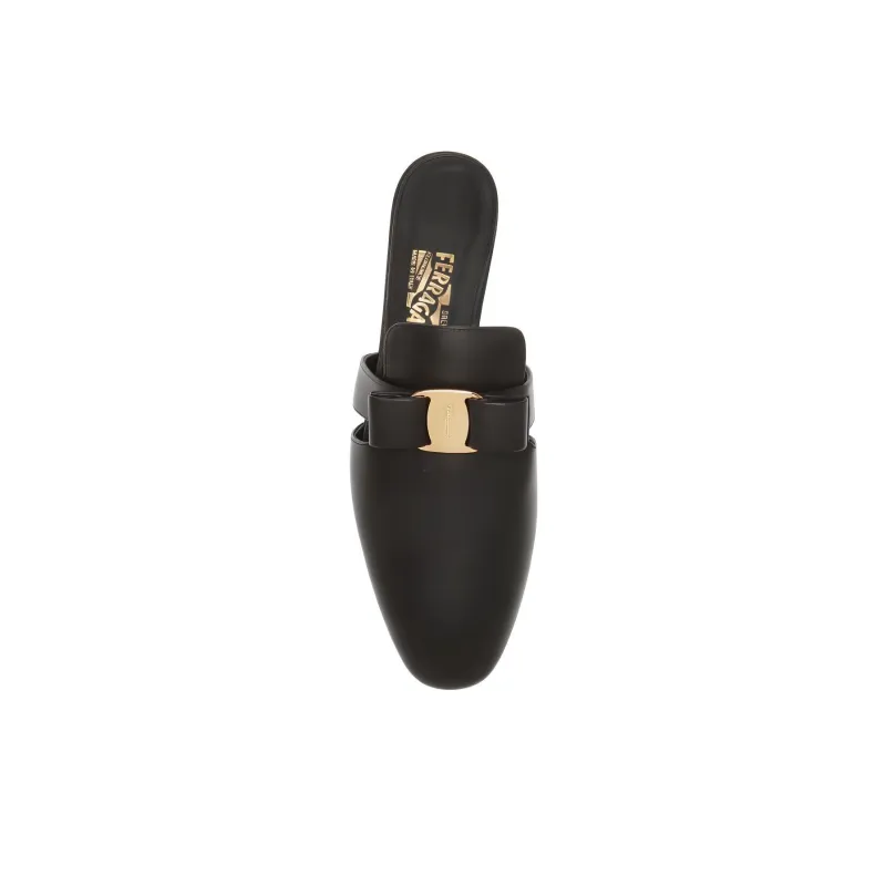 FERRAGAMO Vara Closed Toe Slippers Women's Black-3