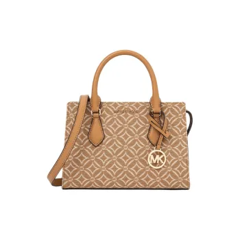 MICHAEL KORS Jacquard Fabric Tote Bag Shopping Bag Shoulder Bag Crossbody Bag Handbag Small Size Women's Brown