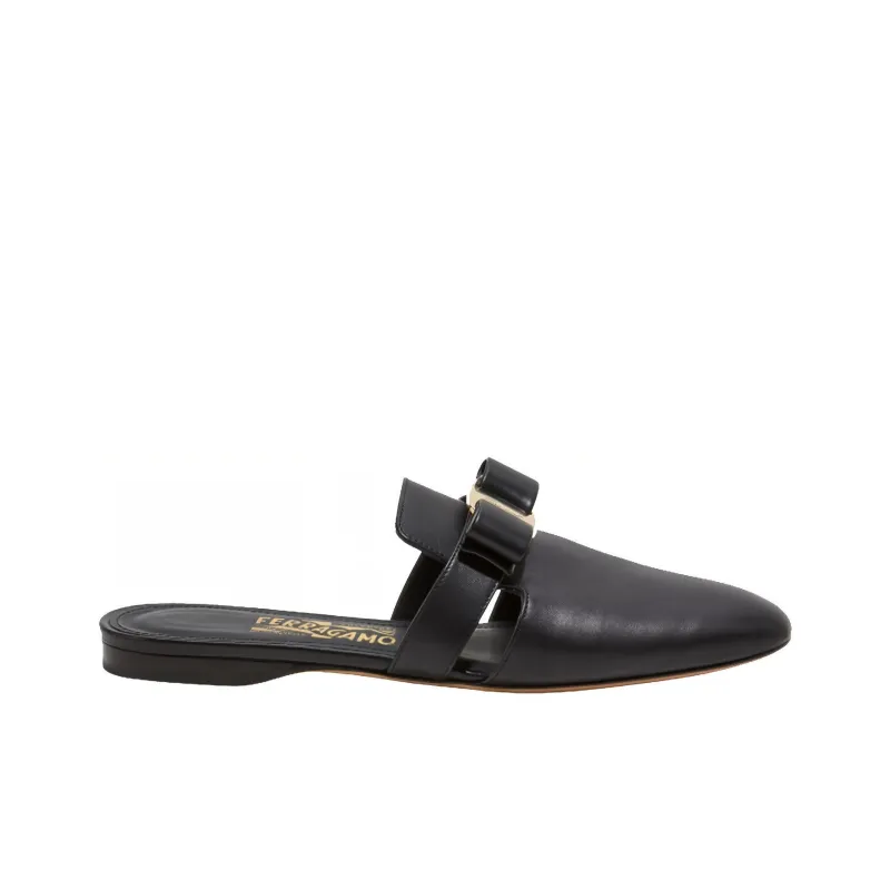 FERRAGAMO Vara Closed Toe Slippers Women's Black-1