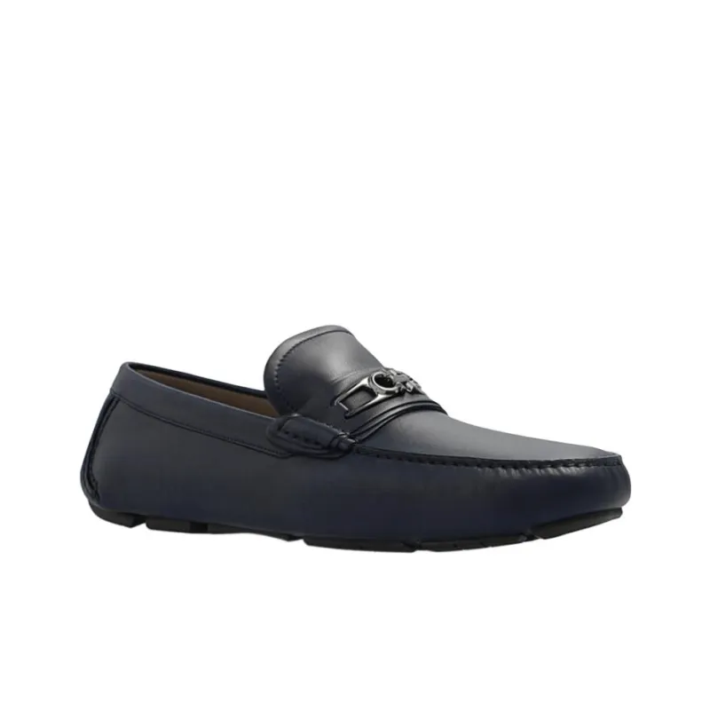 FERRAGAMO Gancini-plaque Leather Driver Shoes-2