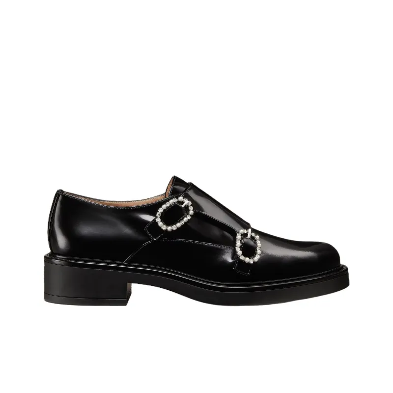 Stuart Weitzman/SW Leighton Monk Strap Casual Single Shoes Women's Black-1