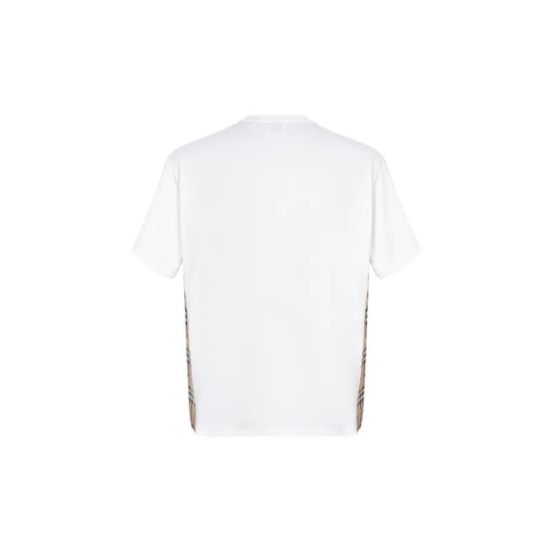 Burberry FW22 Check Panel Cotton T-shirt White-1