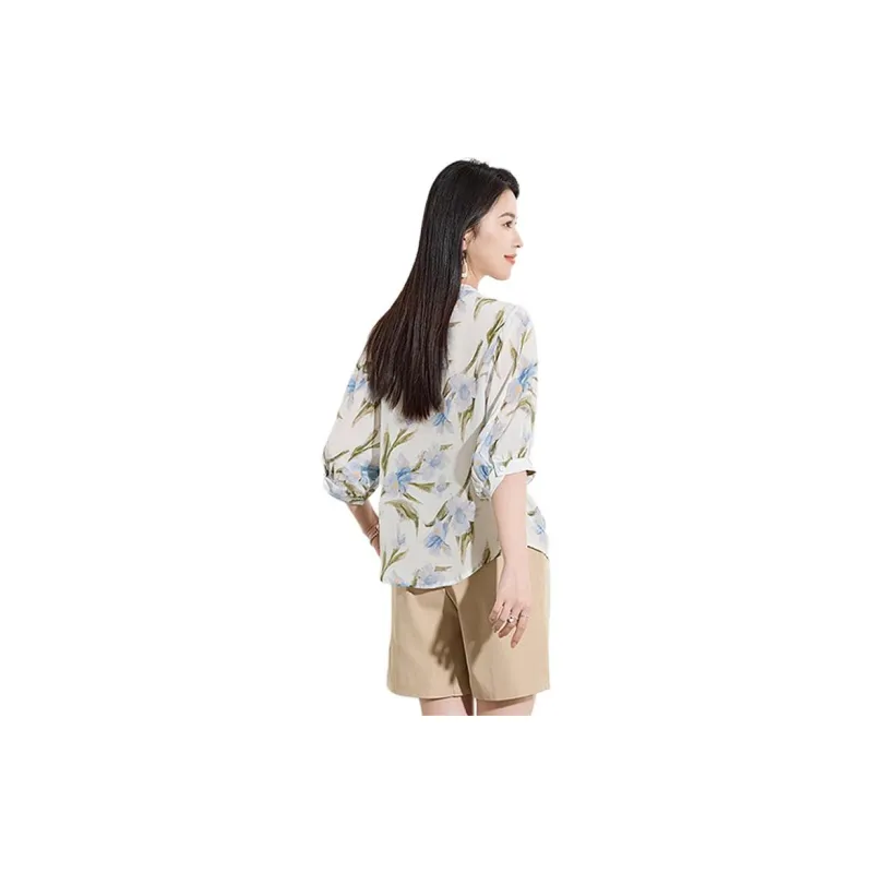 Yi Mengyuan Silk Shirt Women's Leaf Flower-1