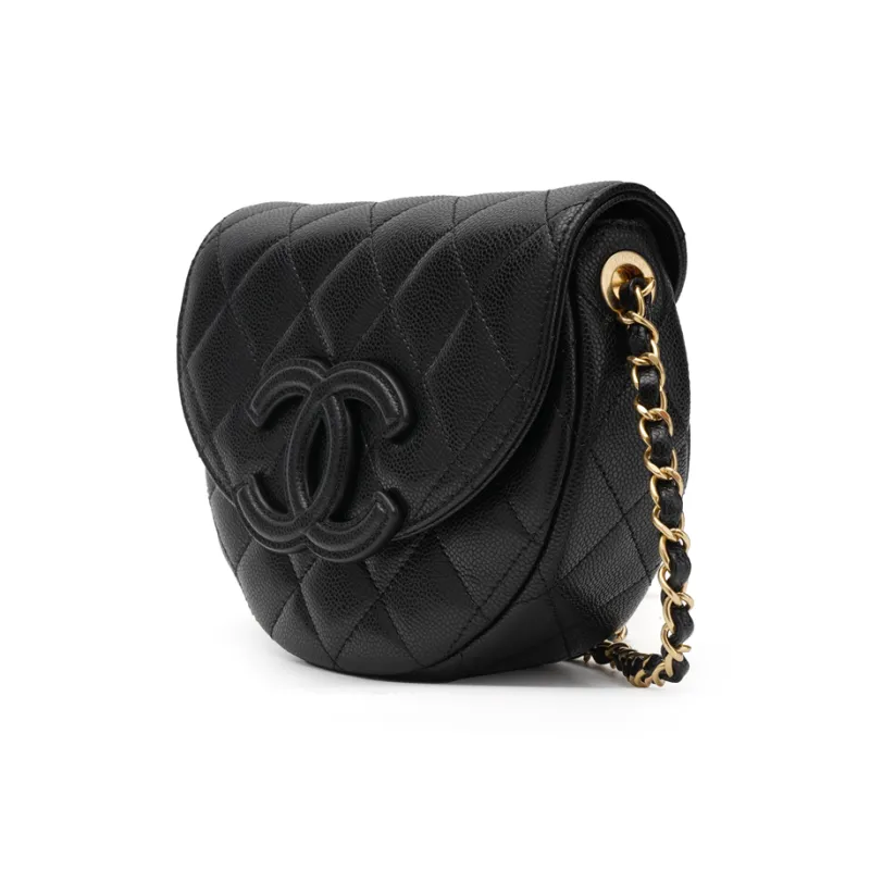 CHANEL Cow Leather Messenger Bag Half-Moon Bag Saddle Bag CHANEL Cow Leather Messenger Bag Half-Moon Bag Saddle Bag