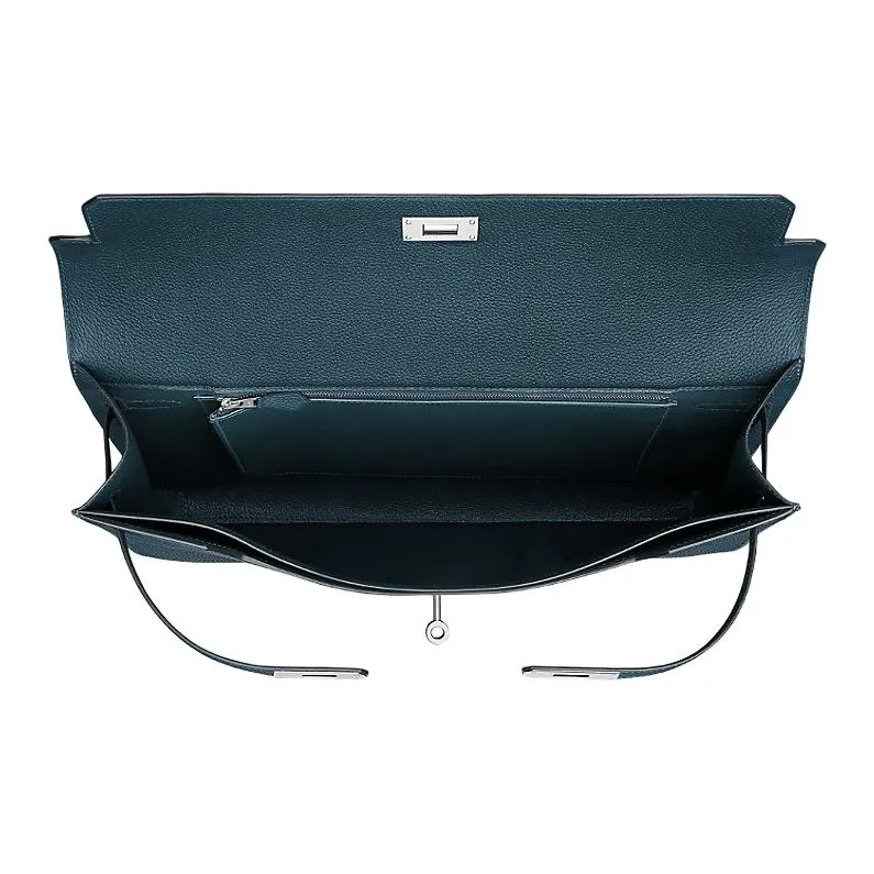 HERMES Kelly Depeches Togo Calfskin Handbag Regular Men's 7P Bleu De Prusse Prussian Blue-3