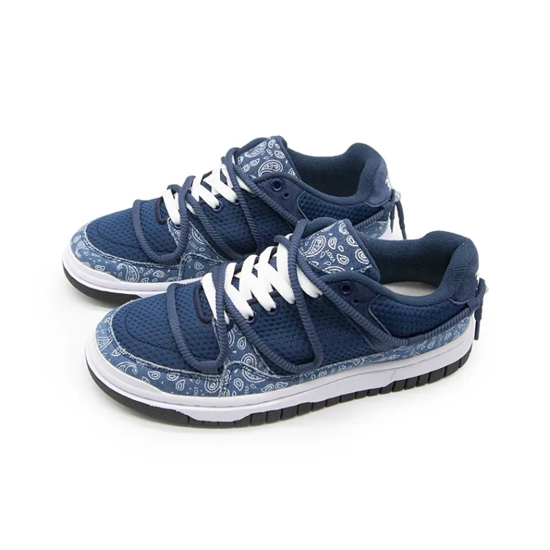 VXDT Skateboard Shoes Unisex Low Top Navy Blue-1
