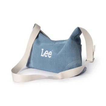 Lee Fabric Artificial Leather Crossbody Bag Large Size Women's Vintage Light Denim Blue