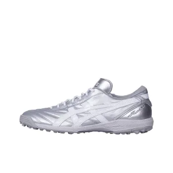 Asics C3 TF Rubber Broken Studs Artificial Ground Anti Slip Wear Resistant Soccer Shoes Unisex Silver