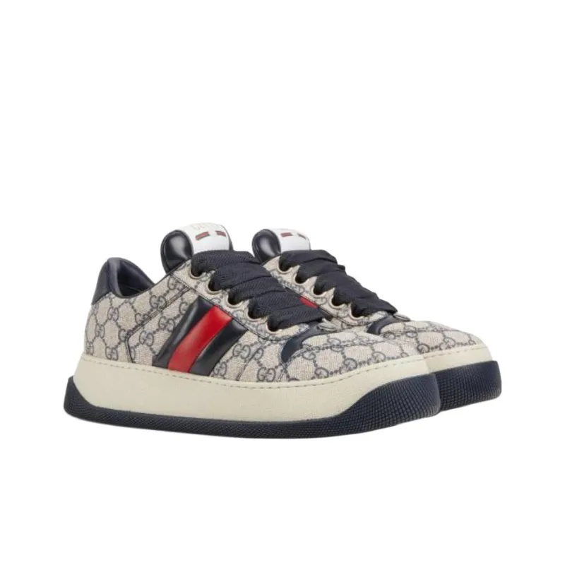 GUCCI Screener Low Top Skateboard Shoes Men's Beige-1