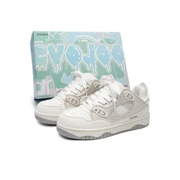 CVOJOO Gift Box Set Puffy Shoes Low-Top Skateboard Shoes Unisex White