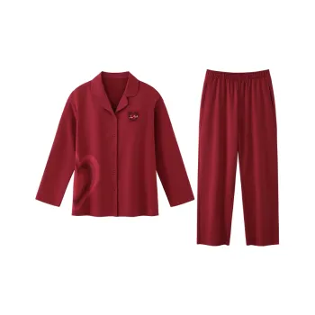 JINGYUN Pajama Set Fall Unisex Red