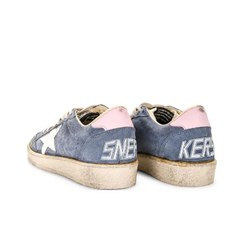 Golden Goose Stylish Skateboarding Shoes Women's Blue Pink Vintage Version-4