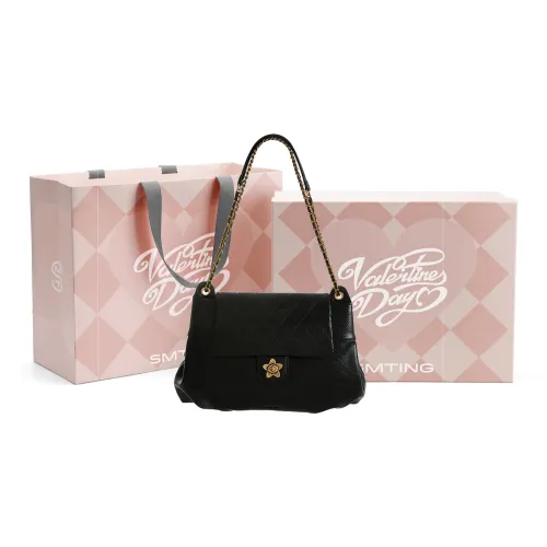 Simedin Cow Leather Shoulder Bag Women's Deep Black