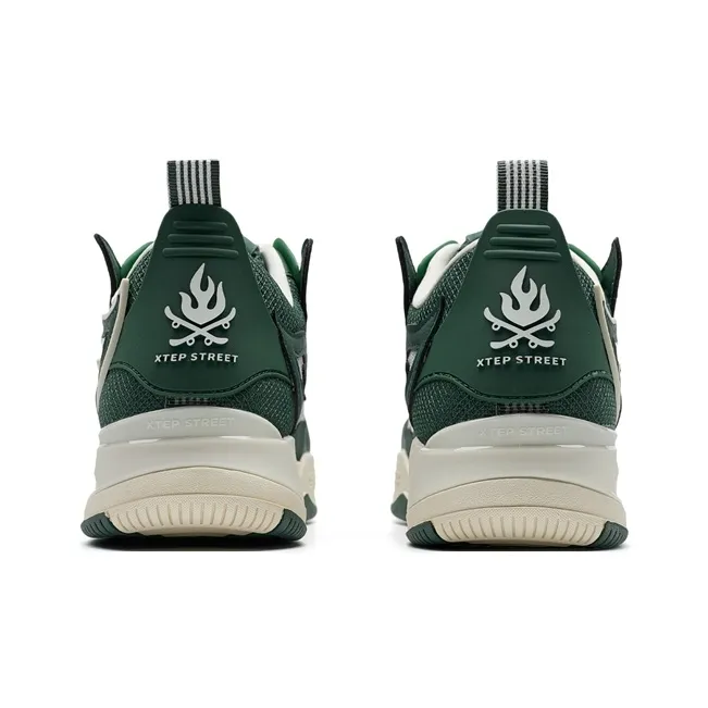 XTEP Yujie PLUS Anti Slip Wear Resistant Low Top Skateboard Shoes Men's Green-4