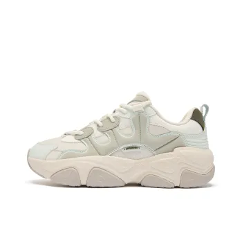 QIAODAN Wilder Height Increasing Wear-Resistant Slip-Resistant Low-Top Casual Shoes Women's Ivory Mist Green