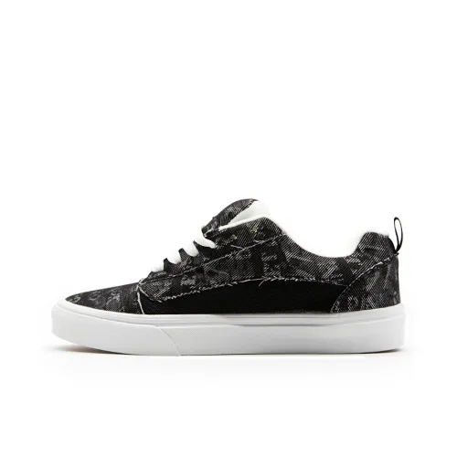 YIBONI Anti Slip Wear Resistant Low Top Skateboard Shoes Unisex Black Gray