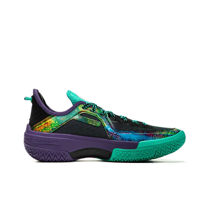 LiNing Shudder Cushioning Anti Slip And Wear Resistant Lightweight Rebound Low Top Basketball Shoes Men's Black Green-1