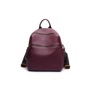 PIERPOLO Cow Leather Lightweight Travel Backpack Laptop Bag Large Size Women's Burgundy