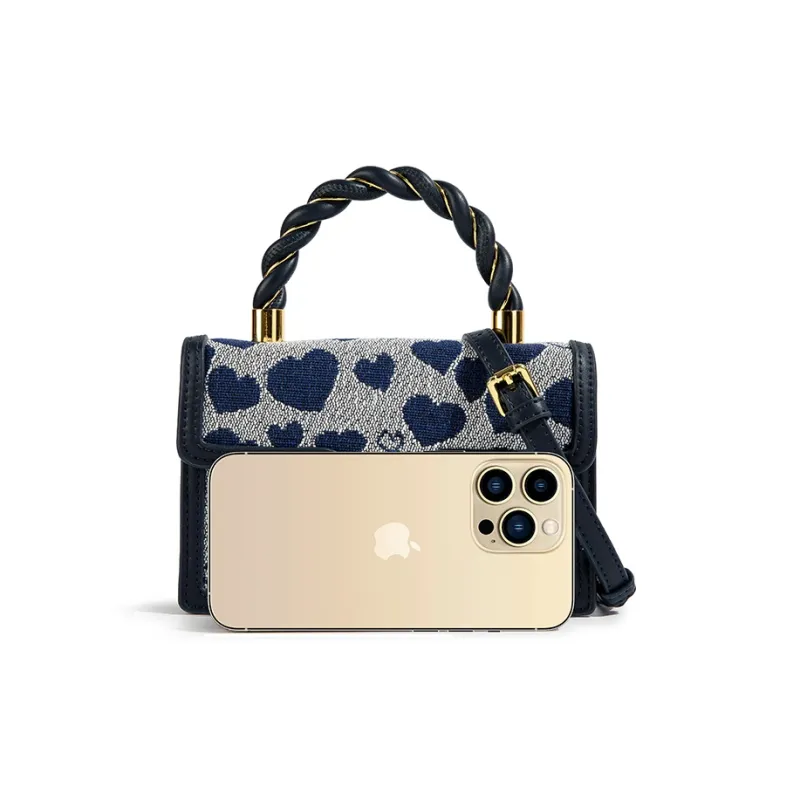 CAEISL&KCIEL Polyurethane Synthetic Leather One Shoulder Handbags Regular Women's Heart Blue-1
