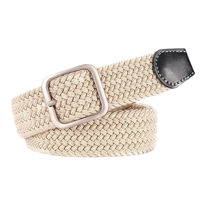 FUO Korean Style Woven Stretch Casual Alloy Free Perforated Pin Buckle Elastic Canvas Belt Unisex Width  3.8cm-6