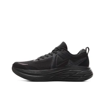PEAK Cushioning, Slip Resistant, Abrasion Resistant, Impact Resistant, Rebound Low Top Running Shoes Men's Black