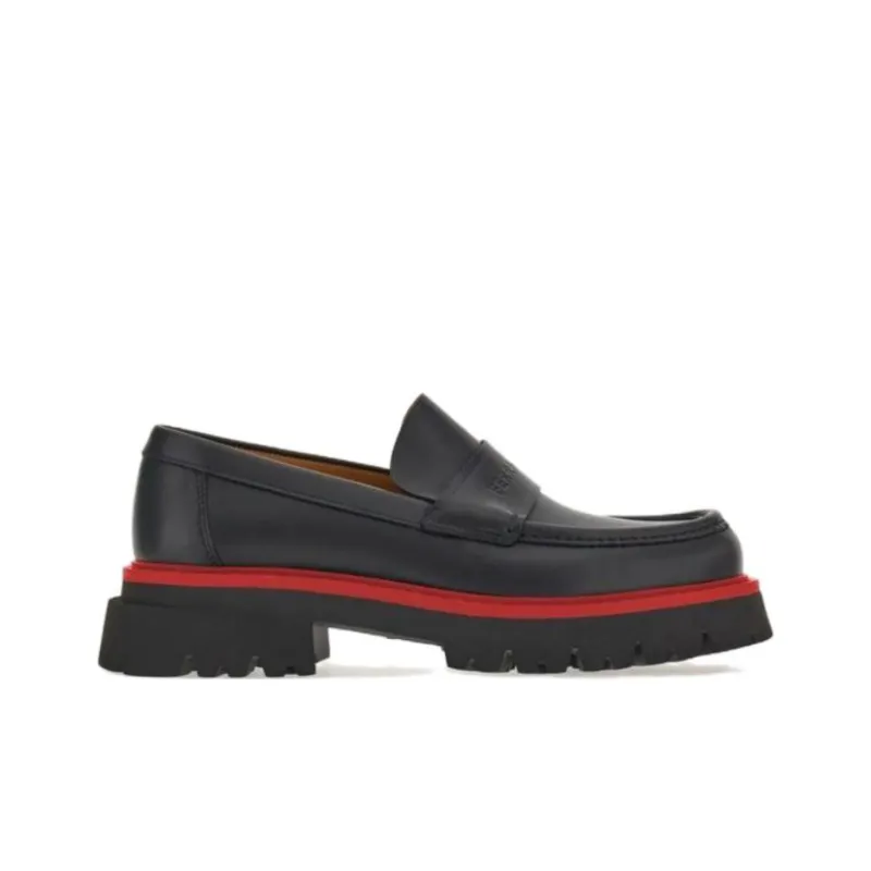 FERRAGAMO Contrasting-sole Leather Loafers-1