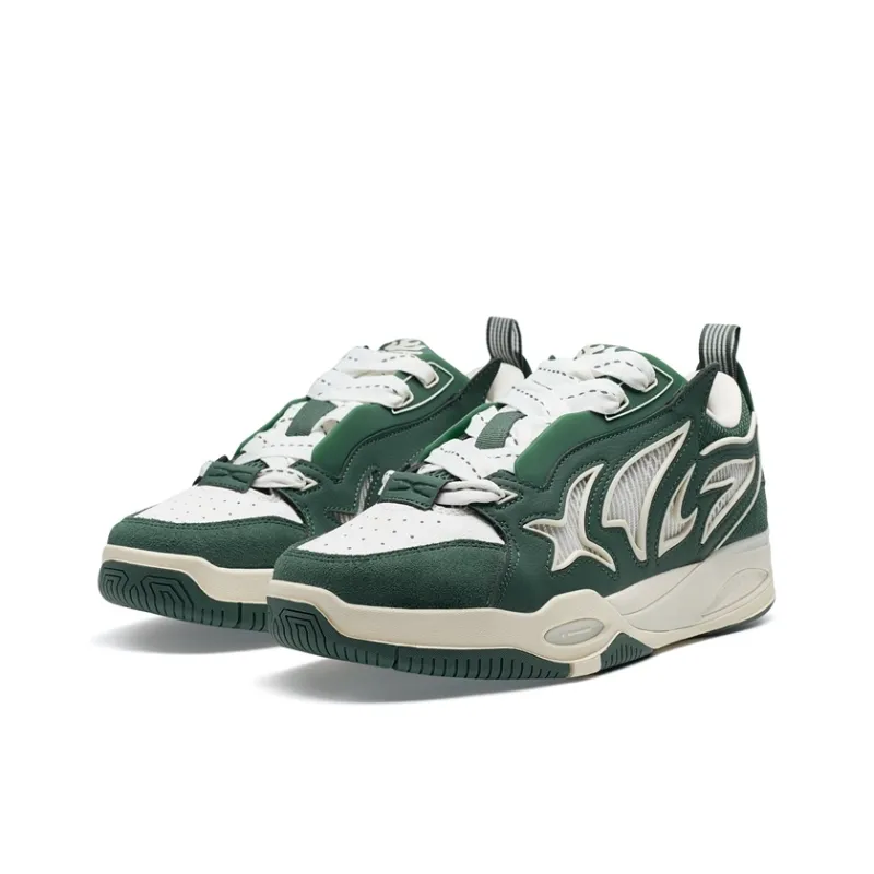 XTEP Yujie PLUS Anti Slip Wear Resistant Low Top Skateboard Shoes Men's Green-2
