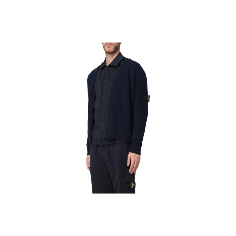 STONE ISLAND Compass Patch V Neck Knitted Cardigan-3