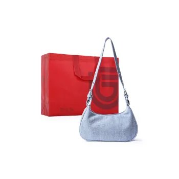 Dubaolu Fabric Shoulder Bag Medium Size Women's Light Blue/navy