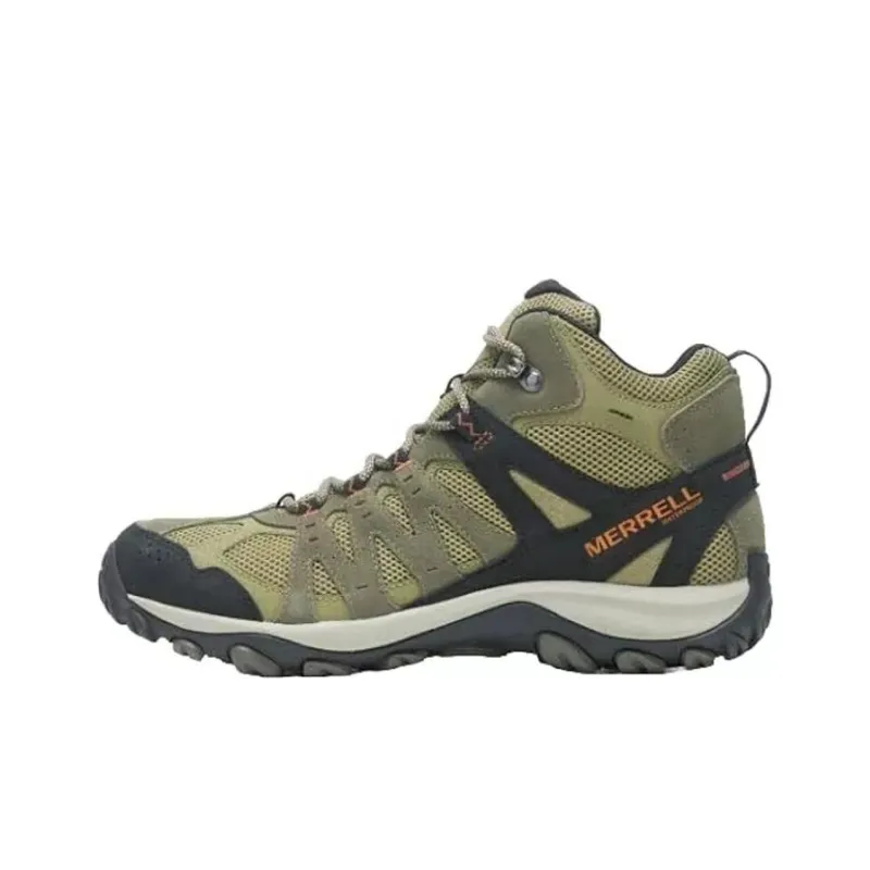 MERRELL Slip-Resistant Water-Resistant Mid-Top Trekking Shoes Men's Green-0