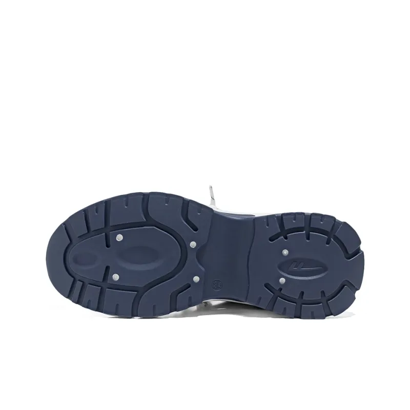Warrior Low Top Chunky Sneakers Men's White Dark Blue Silver-4