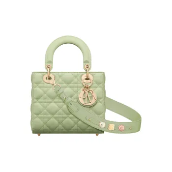 DIOR Lady Dior Sheepskin Tote Bag Shopping Bag Shoulder Bag Crossbody Bag Handbag Small Size Women's Light Green