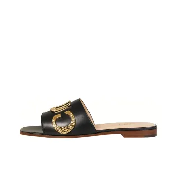 GUCCI Slide Slippers Women's Black Gold