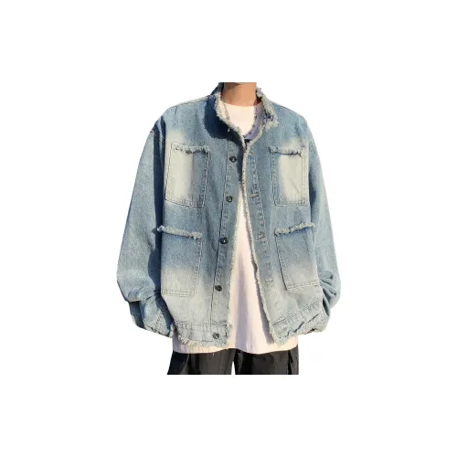 FONDLOOK Denim Jackets Unisex Blue