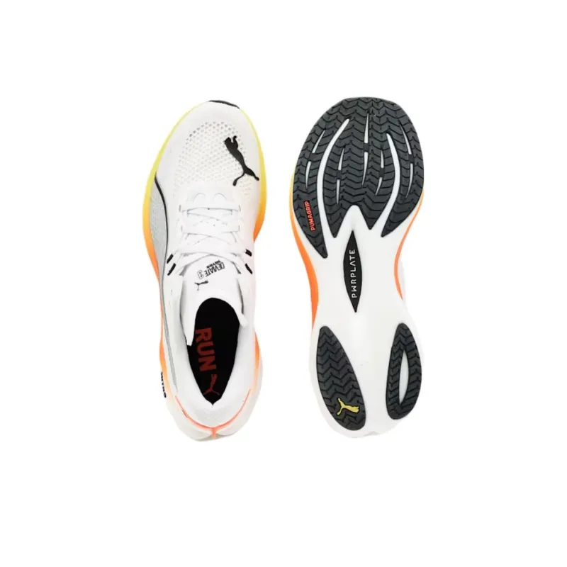 PUMA Deviate NITRO 3 Anti-Slip Wear-Resistant Low-Top Casual Running Shoes Men's White Yellow-5