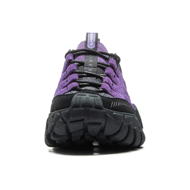 LiNing Dunes Cushioning Anti Slip Wear Resistant Breathable Height Increasing Low Top Casual Shoes Women's Black Purple-4