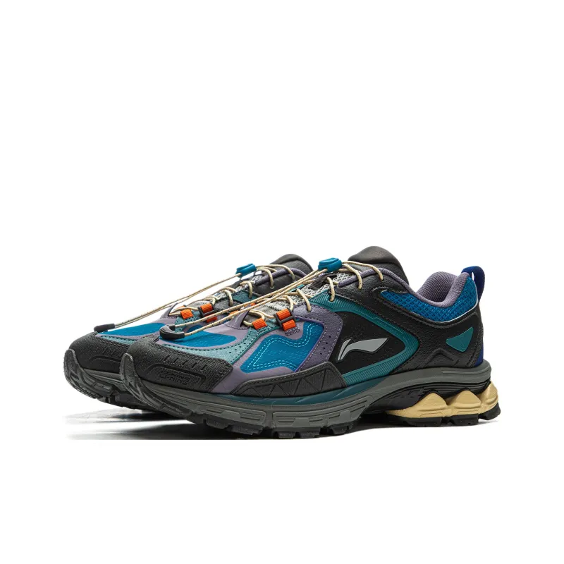 LiNing Support 2.0 Trail V2 Anti Slip Wear Resistant Low Top Running Shoes Men's Gray Blue-2
