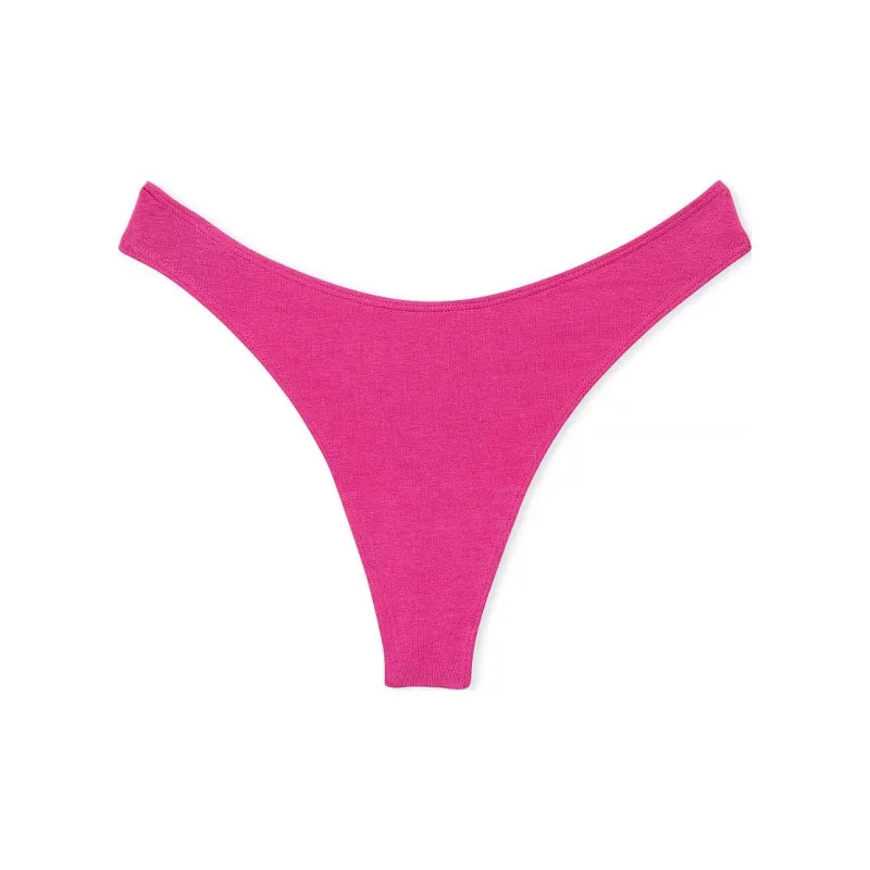Victoria's Secret Stretch Cotton High-Leg Scoop Thong Panty / Luscious Rose Underpants Women's 1 Pack Rose Red-0
