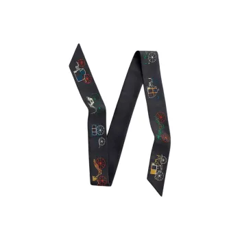HERMES Silk Scarves Unisex Dark Blue