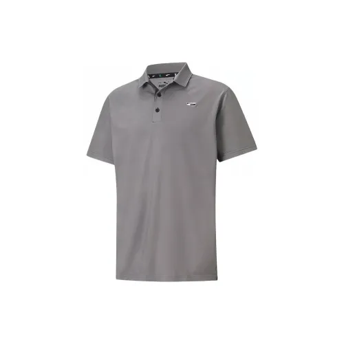 PUMA Pique Polo Shirts Men Black Gray