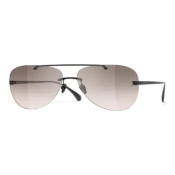 CHANEL Titanium Alloy Aviator Sunglasses Unisex Black