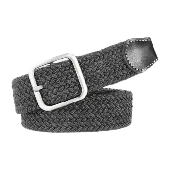 FUO Korean Style Woven Stretch Casual Alloy Free Perforated Pin Buckle Elastic Canvas Belt Unisex Width: 3.8cm