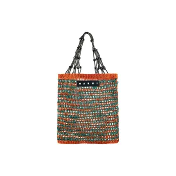 MARNI Fiqua Hemp Blend Plastic Tote Bag, Shopping Bag, Handbag Trumpets Women's Orange